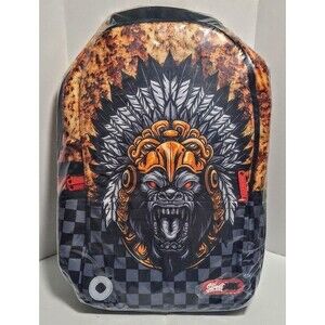 UNIKER STREET ART MAYAN GORILLA FIRE GOD BACKPACK W CHARGING STATION NEW IN BAG